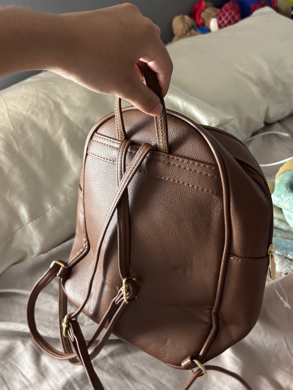 Brown Quilted Mini Backpack - Picture 2 of 2